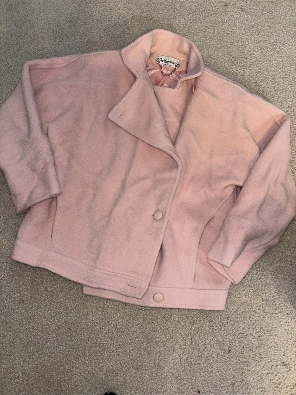 Vintage Ashley Scott 100% Wool Coat Waist Length Made In USA Size Large 21x24